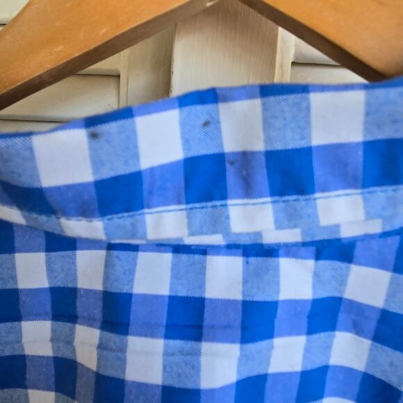 Blair Women's Button Up Blouse Sz 1X  Blue Gingham Check Classic Retro Casual - Picture 7 of 10